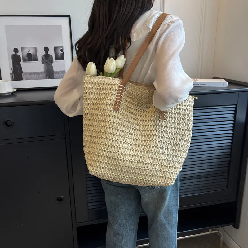 Handwoven Bohemian Tote Bag with Spacious Design | Stylish Beach Bag for Summer Adventures