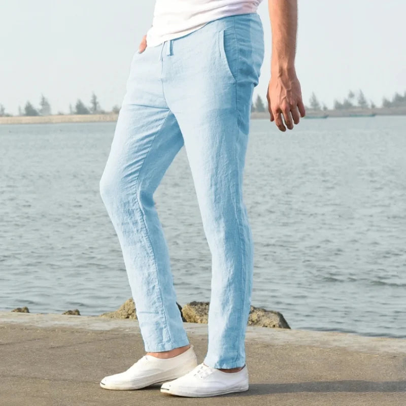 Harlow | Men's Linen Trousers with Elastic Waistband | Lightweight Comfort for Warm Weather
