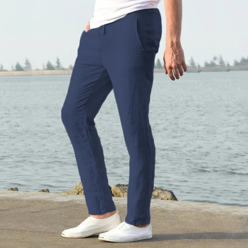 Harlow | Men's Linen Trousers with Elastic Waistband | Lightweight Comfort for Warm Weather