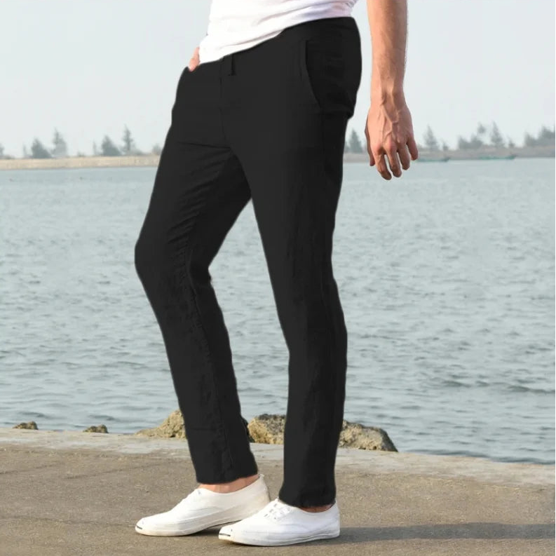 Harlow | Men's Linen Trousers with Elastic Waistband | Lightweight Comfort for Warm Weather