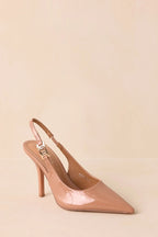 Women's Have It All Light Mocha Patent Pointed Toe Slingback Heels | Heel measures 4" 1