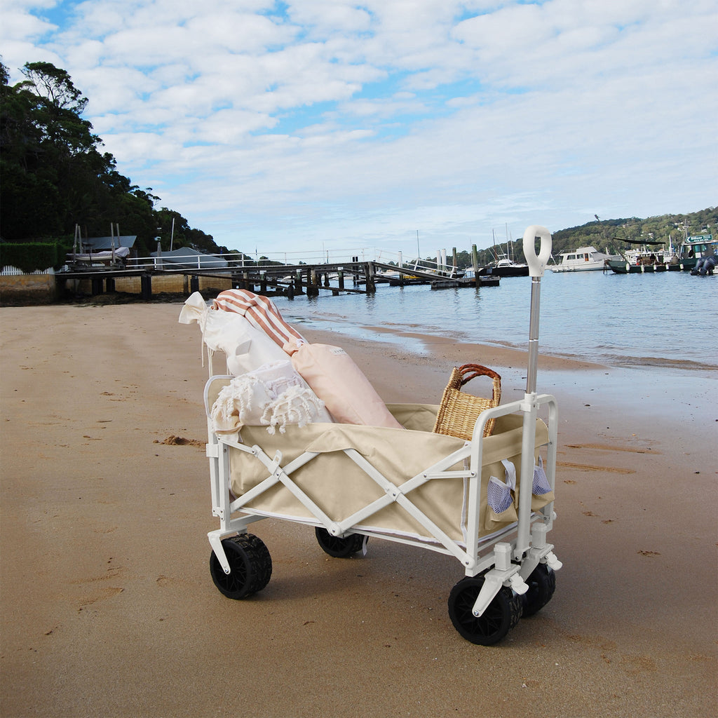 Heavy-Duty Beach Wagon for Sand with Durable PVC Wheels | Convenient Folding Design for Easy Transport