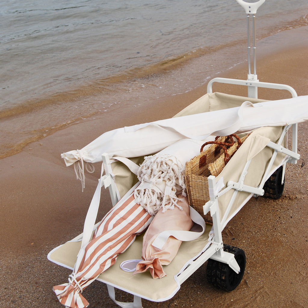Heavy-Duty Beach Wagon for Sand with Durable PVC Wheels | Convenient Folding Design for Easy Transport