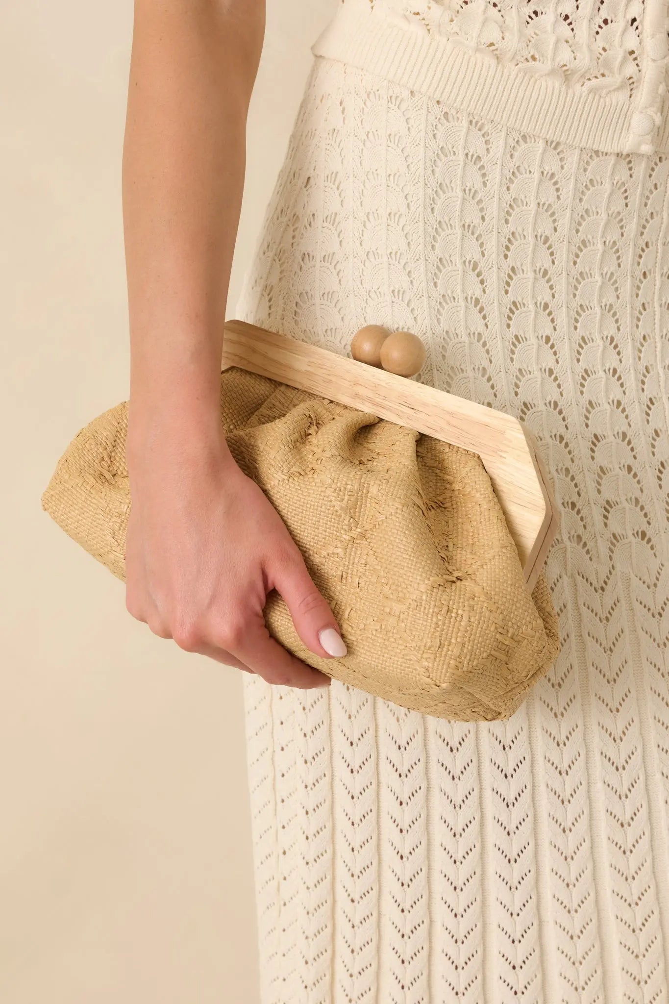 Women's Held Close Natural Textured Woven Clutch | This Bag Measures 11" in Length 0