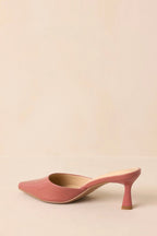 Women's Here We Are Rose Pink Patent Faux Leather High Heel Mules | Heel measures 2.5" 5