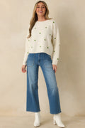 Women's Hidden Joys Ivory Floral Knit Sweater | 74% Acrylic 0