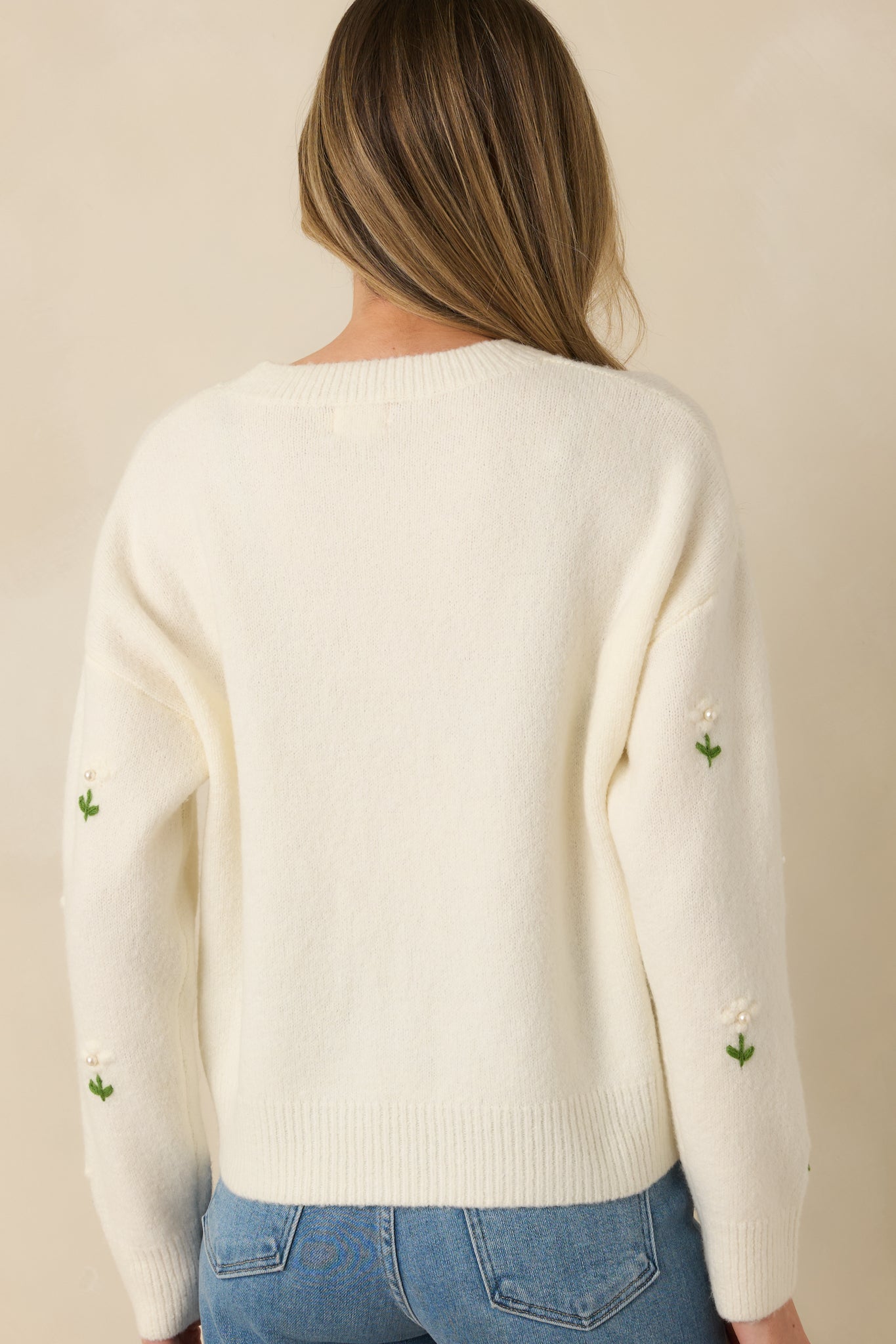 Women's Hidden Joys Ivory Floral Knit Sweater | 74% Acrylic 7