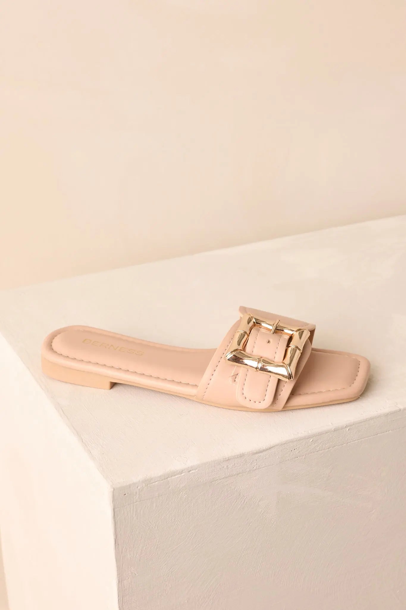 Women's Hidden Treasure Beige Buckle Flat Sandals | All Man Made Materials 2