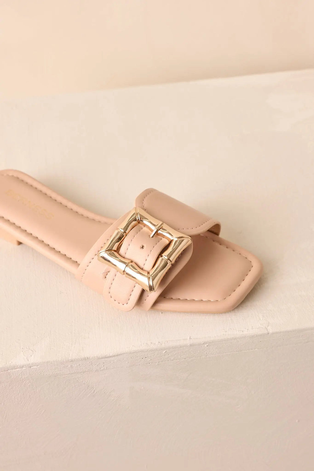 Women's Hidden Treasure Beige Buckle Flat Sandals | All Man Made Materials 4