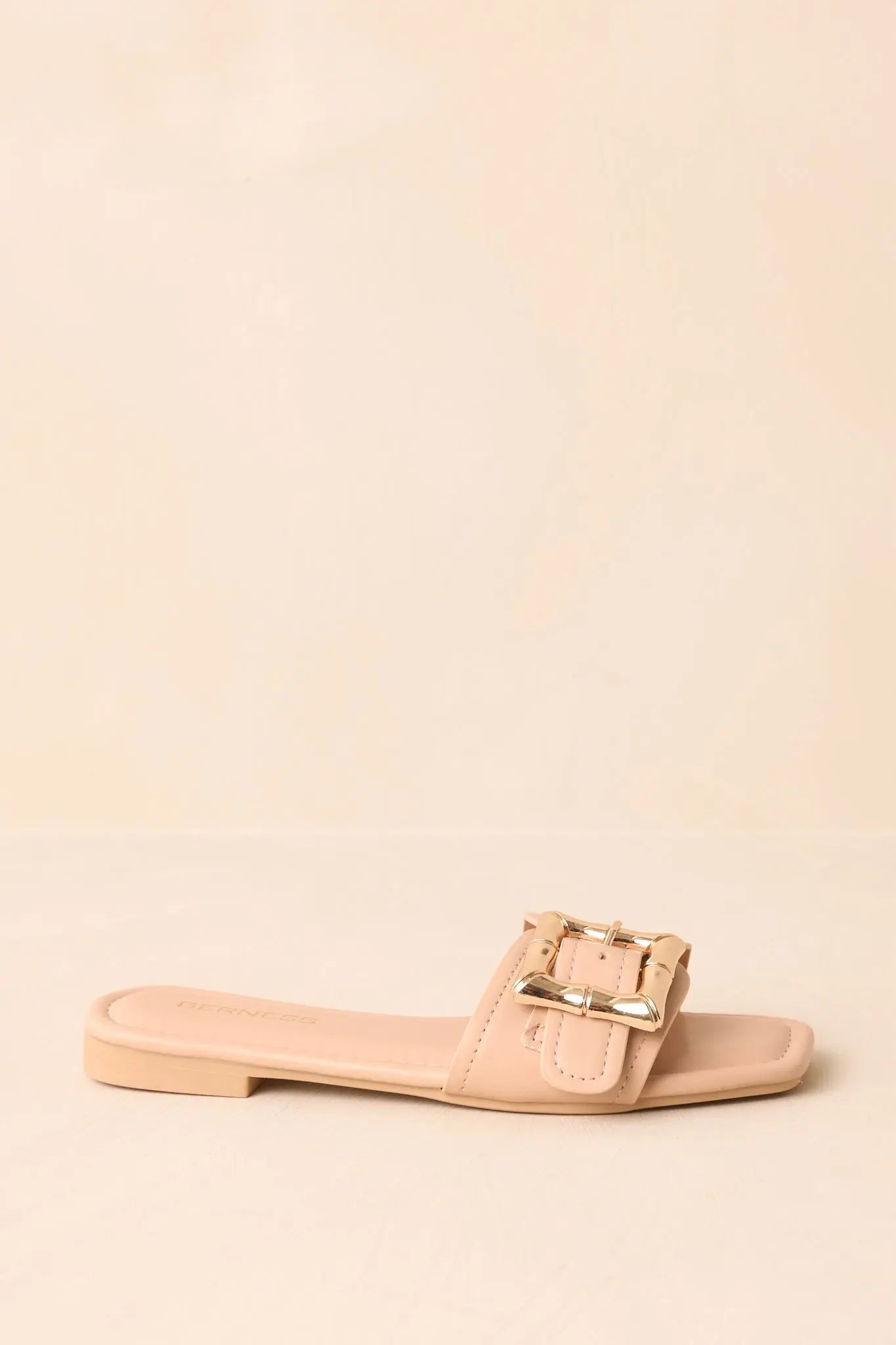 Women's Hidden Treasure Beige Buckle Flat Sandals | All Man Made Materials 5