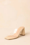 Women's Higher Standards Clear Natural Raffia Block Heels | Heel measures 4.5" 0