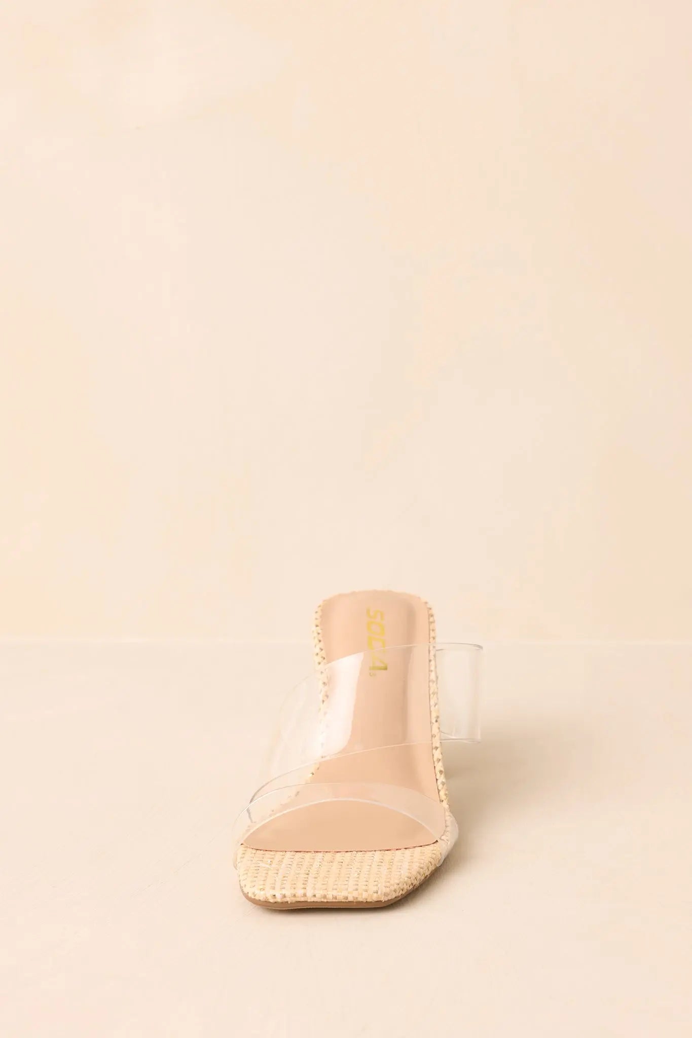 Women's Higher Standards Clear Natural Raffia Block Heels | Heel measures 4.5" 4