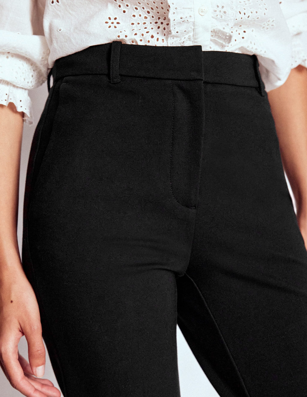 Slim-Leg Ponte Pants — Ankle-Hem Trousers
