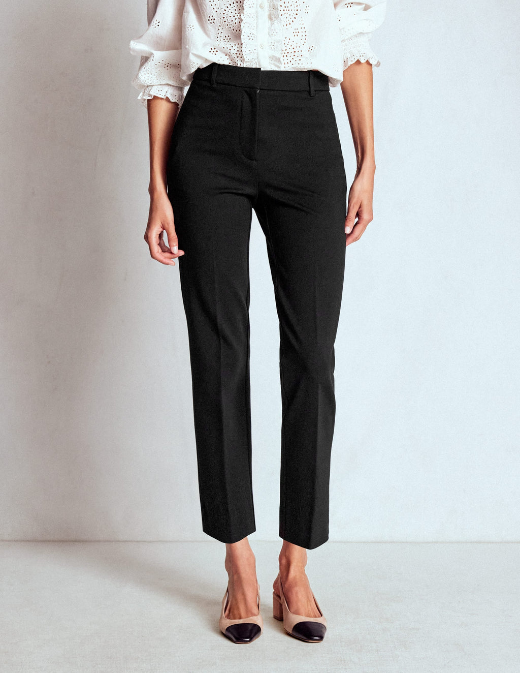Slim-Leg Ponte Pants — Ankle-Hem Trousers