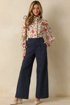 Women's Hit The Mark Navy Wide Leg Pants | 100% Polyester 1