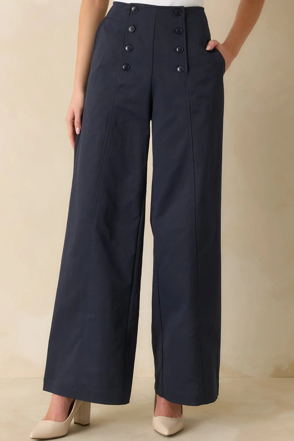 Women's Hit The Mark Navy Wide Leg Pants | 100% Polyester 3