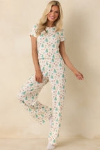 Women's Holiday Morning Ivory Multi Christmas Print Pajama Pants | 94% Polyester & 6% Spandex 3