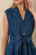 Women's I'm All In Dark Wash Denim Tie-Belt Midi Dress | 50% Cotton 1