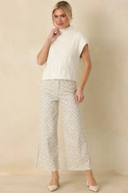 Women's I'm Sure of It Ivory Cable Knit Sleeveless Mock Neck Sweater | 60% Cotton & 40% Acrylic 2