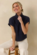 Women's I'm Sure of It Navy Cable Knit Sleeveless Mock Neck Sweater | 60% Cotton & 40% Acrylic 0