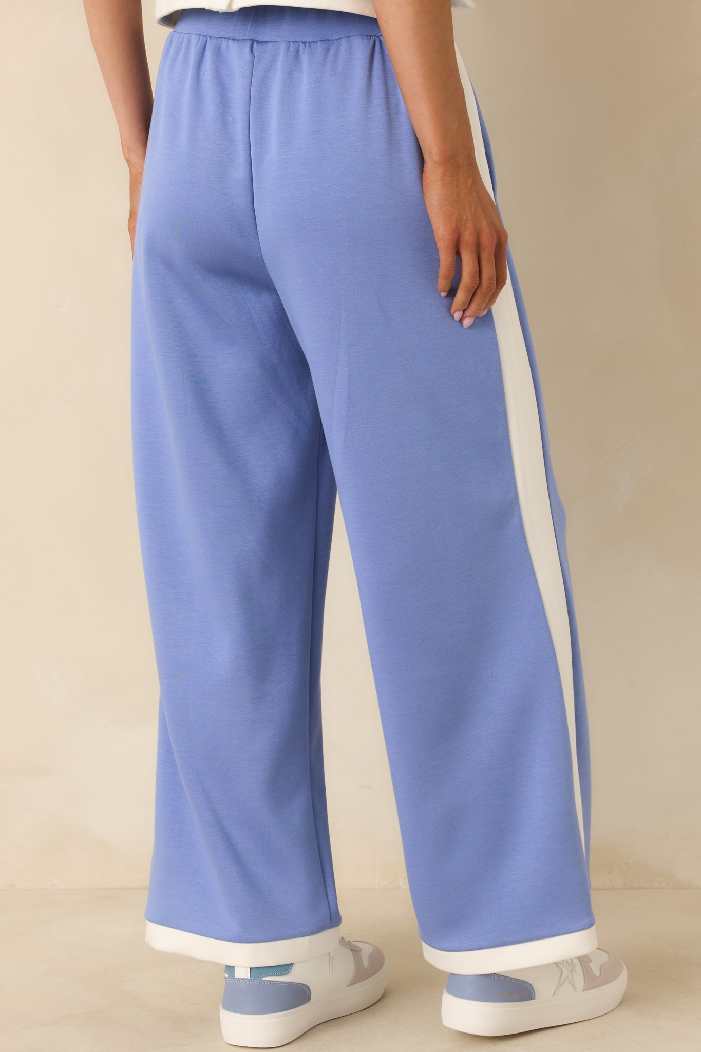 Women's In Good Form Periwinkle Stretch Knit Contrast Trim Pants | 55% Rayon 5