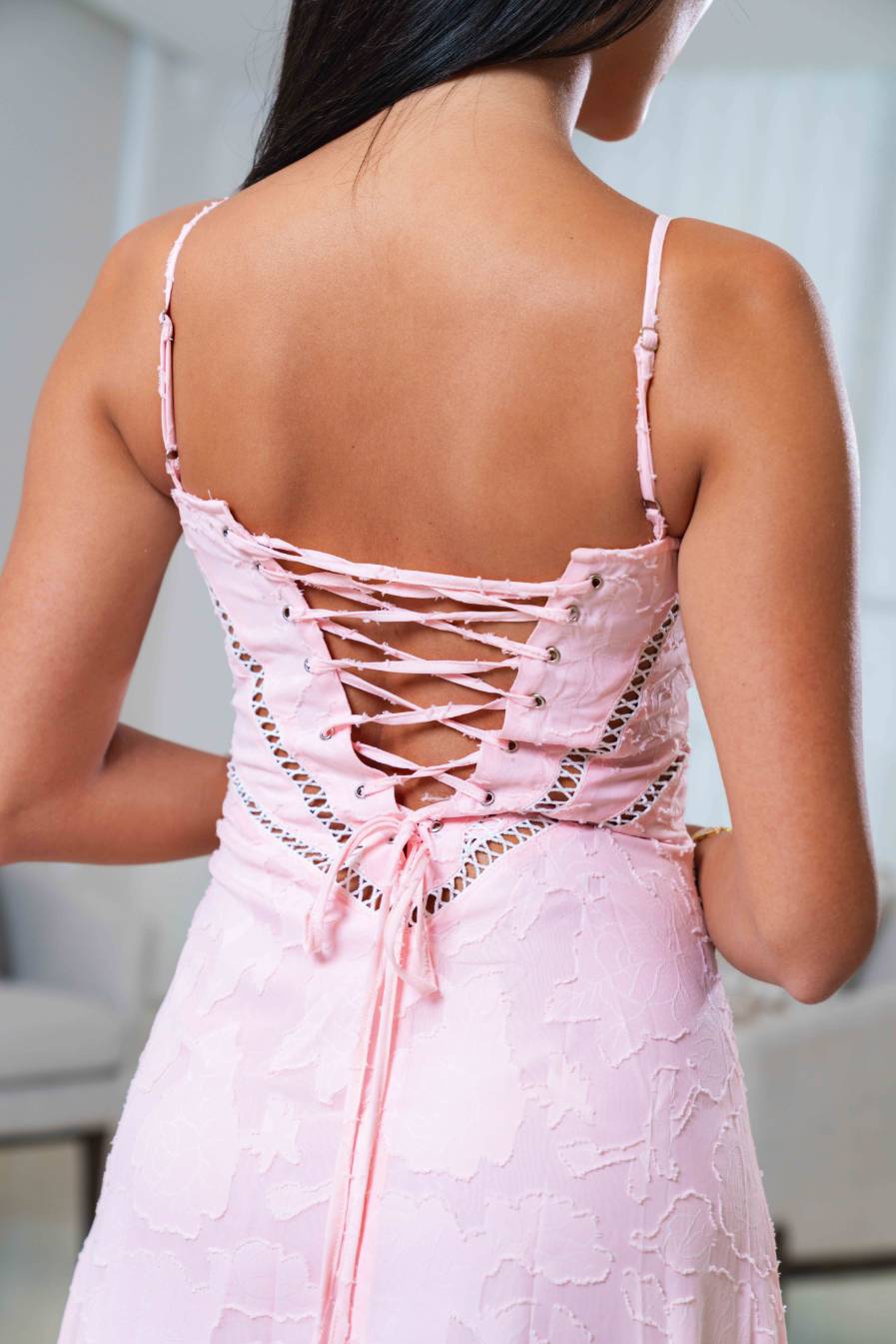 Isabella Collection | Floral Maxi Dress with Lace-Up Corset Back | Vintage Design for Romantic Elegance