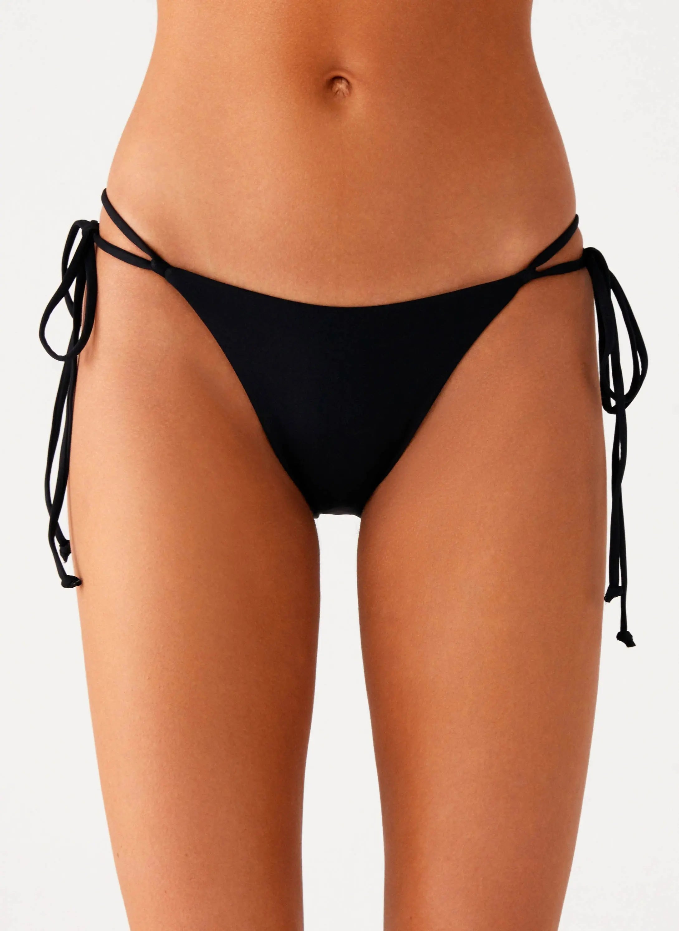 Women's Jaiya Collection | Black Bikini Bottom with Ruched Waistband | Adjustable Fit for Flattering Beach Style | Side  0