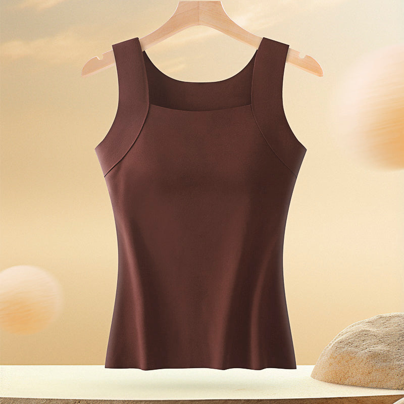 Jennifer Collection | Women's White Tank Top with Built-In Bra for Effortless Comfort