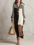Jillian Collection | Flowy Shirt Dress with Bold Patchwork Design | Effortless Style for All-Day Comfort