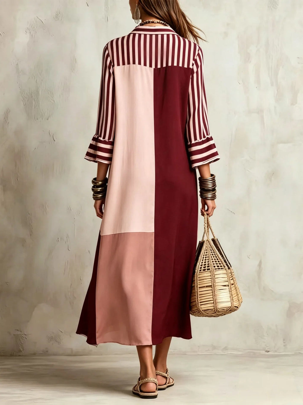 Jillian Collection | Flowy Shirt Dress with Bold Patchwork Design | Effortless Style for All-Day Comfort
