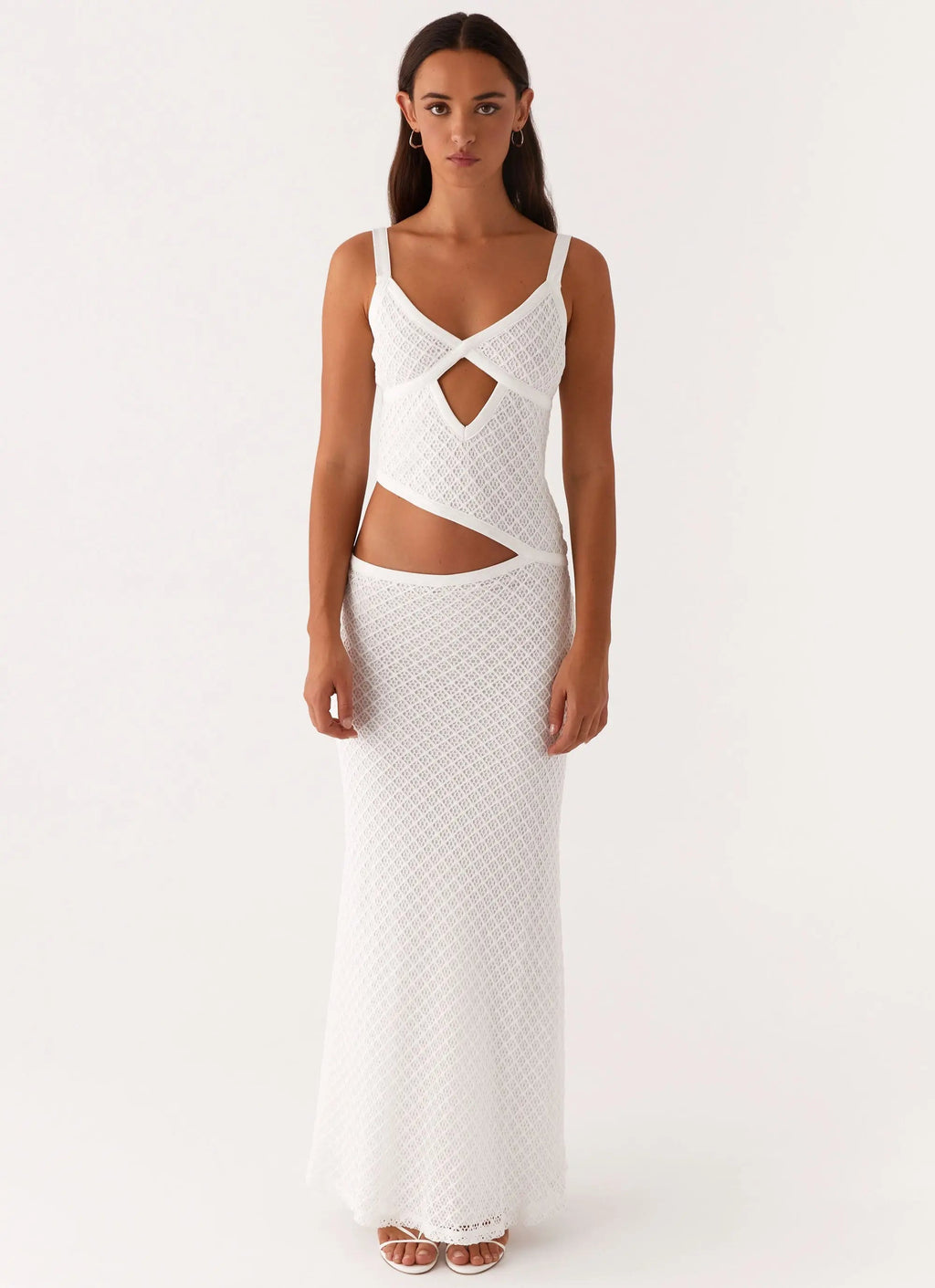 Women's Jocelyn Collection | White Maxi Dress for Women with V Neckline & Cut-Out Details | Elegant Flowing Design for E 1