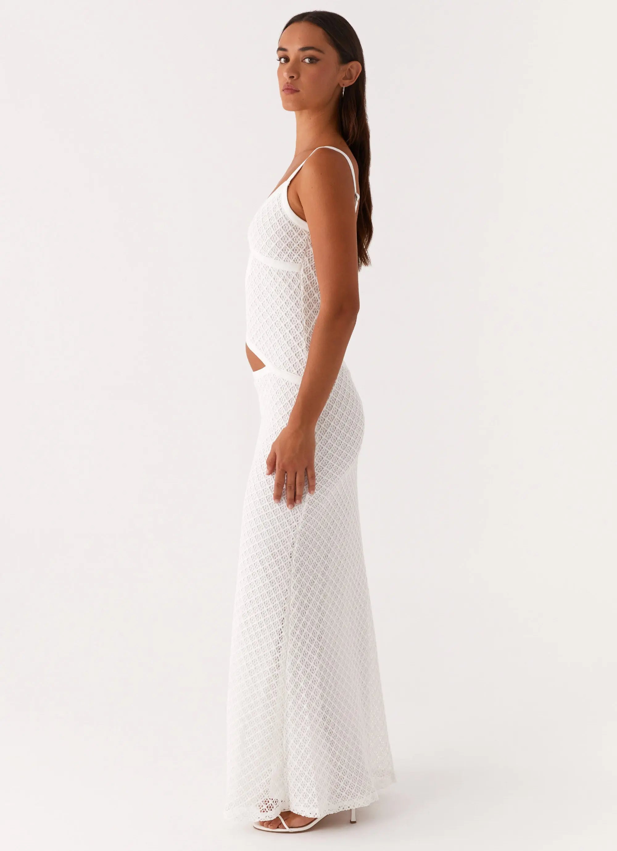 Women's Jocelyn Collection | White Maxi Dress for Women with V Neckline & Cut-Out Details | Elegant Flowing Design for E 2