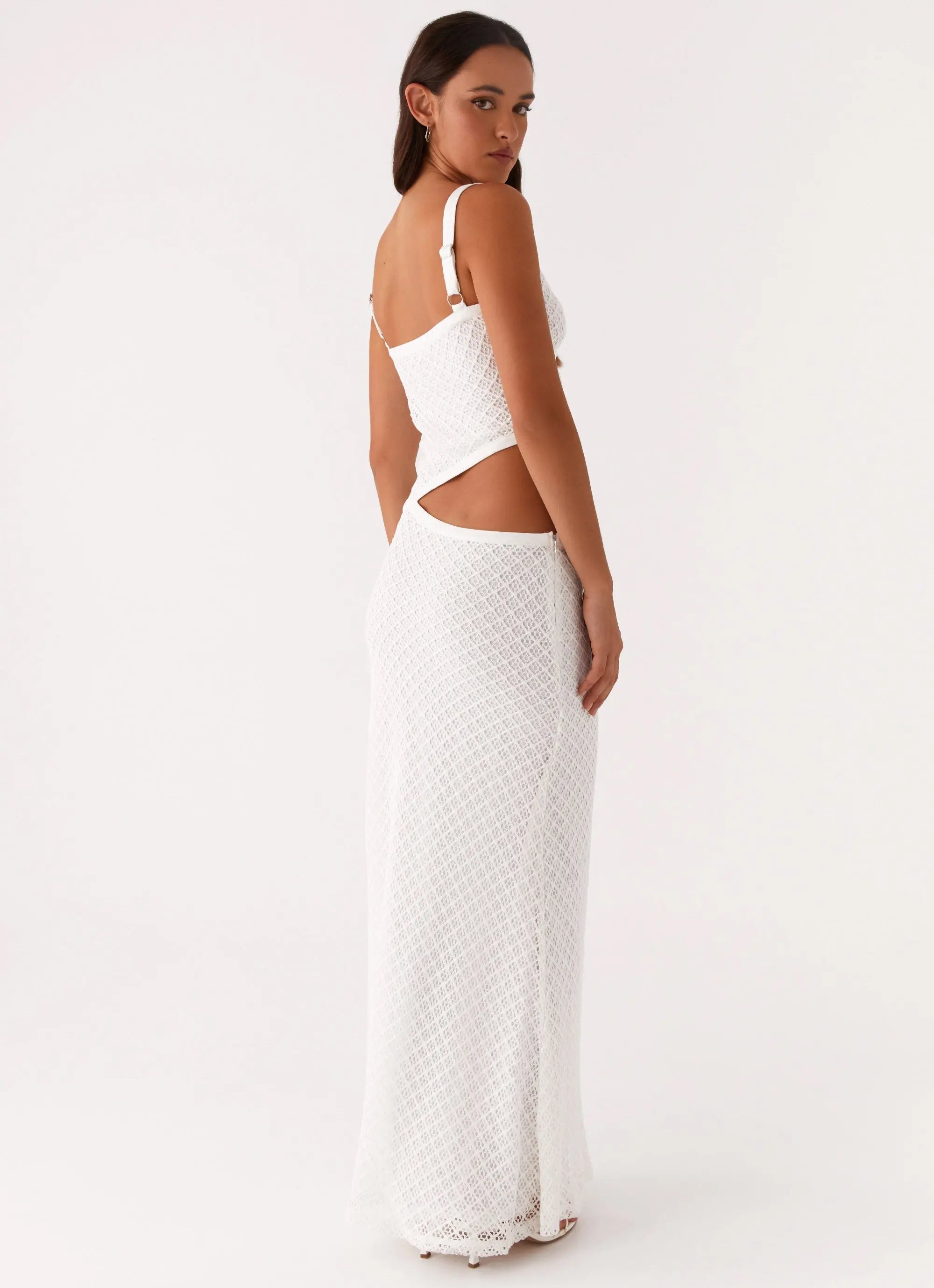 Women's Jocelyn Collection | White Maxi Dress for Women with V Neckline & Cut-Out Details | Elegant Flowing Design for E 5