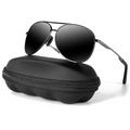 Polarized aviator sunglasses, gray frame with black lens