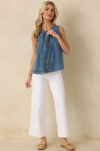 Women's Just Add Sun Denim Button Front Sleeveless Top | 100% Lyocell 4