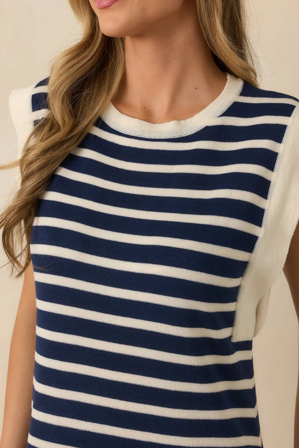 Women's Keep It Straight Navy Stripe Stretch Knit Maxi Dress | 100% Polyester 1