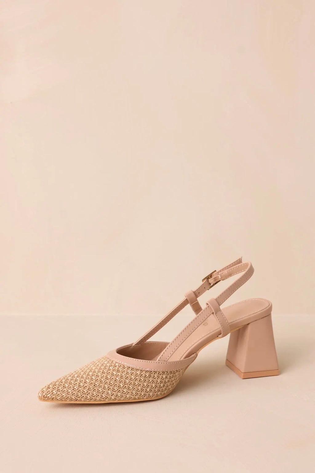 Women's Keeping It Real Beige Woven Pointed-Toe Slingback Heels | Heel measures 2.75" 6