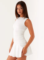 Women's Kelda Collection | Women's White Mini Dress with Ruched Sides | Effortless Summer Style for Every Occasion | Min 5