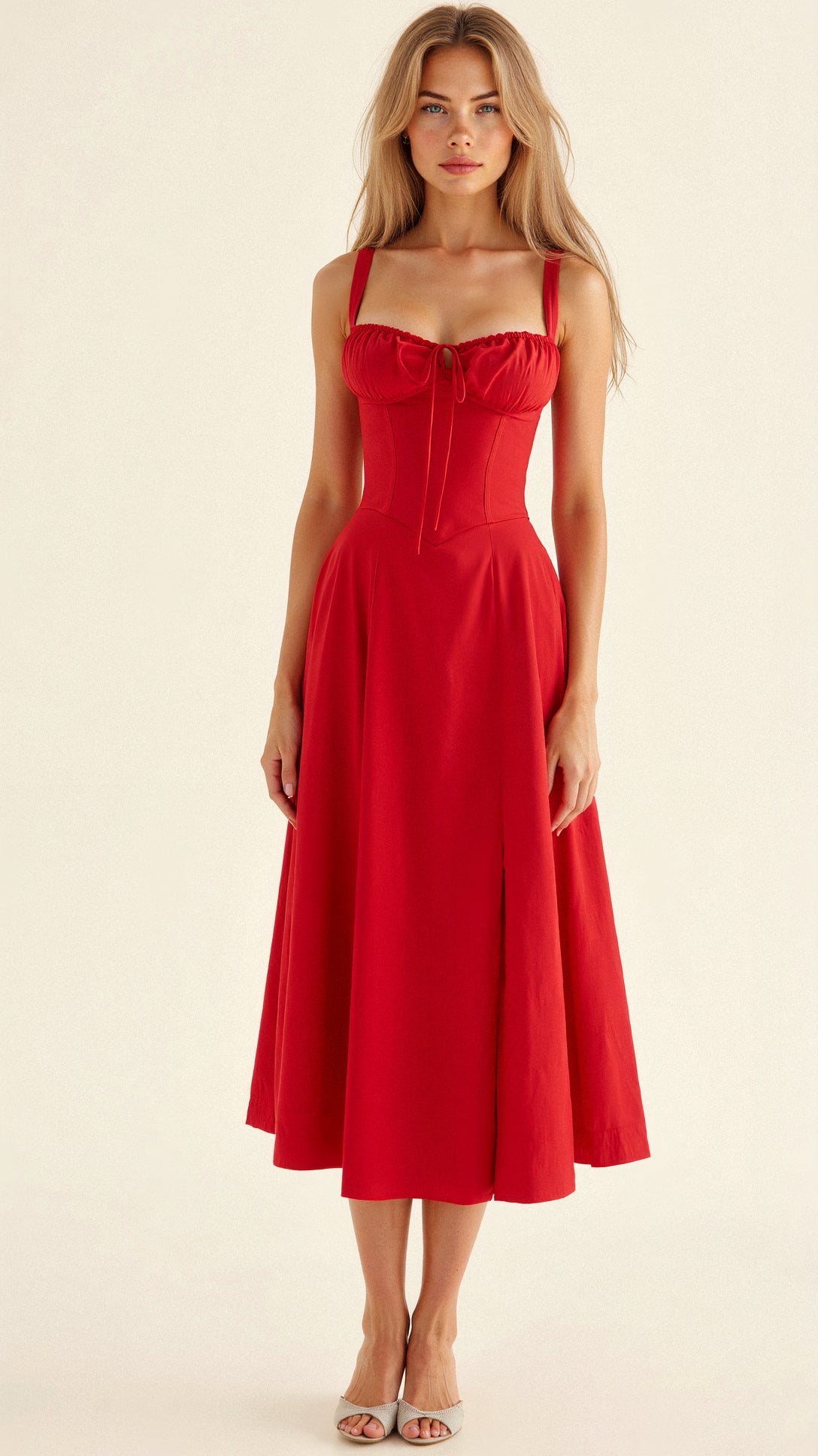 Black Midi Dress with Adjustable Straps & Flattering Silhouette –...