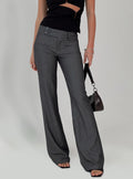 Women's Kinkirk Flared Pants Grey Pinstripe Petite | Princess Polly Petite 0