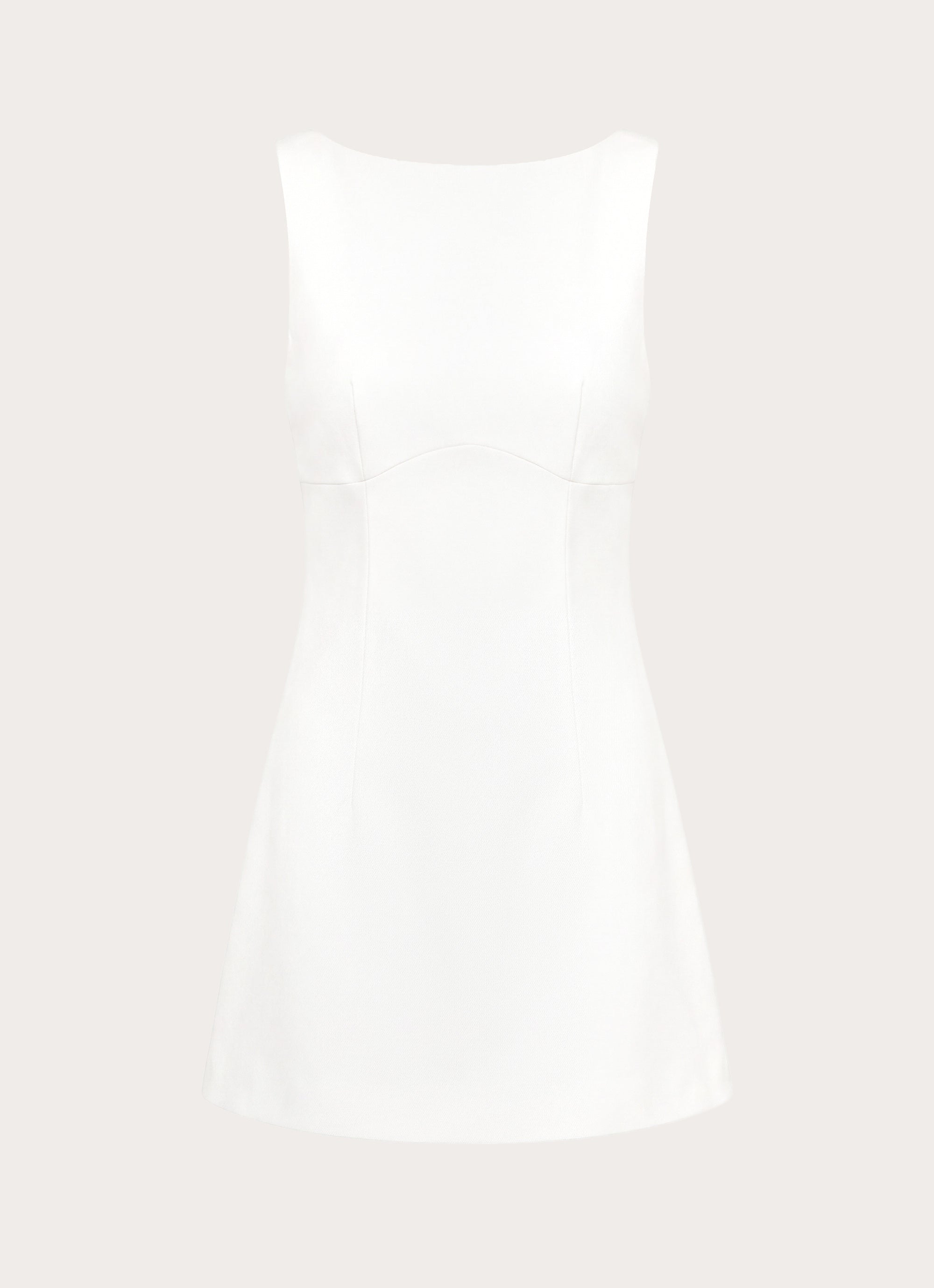Lalita Collection | White Mini Dress with Deep V-Back Design | Tailored Fit for Modern Elegance