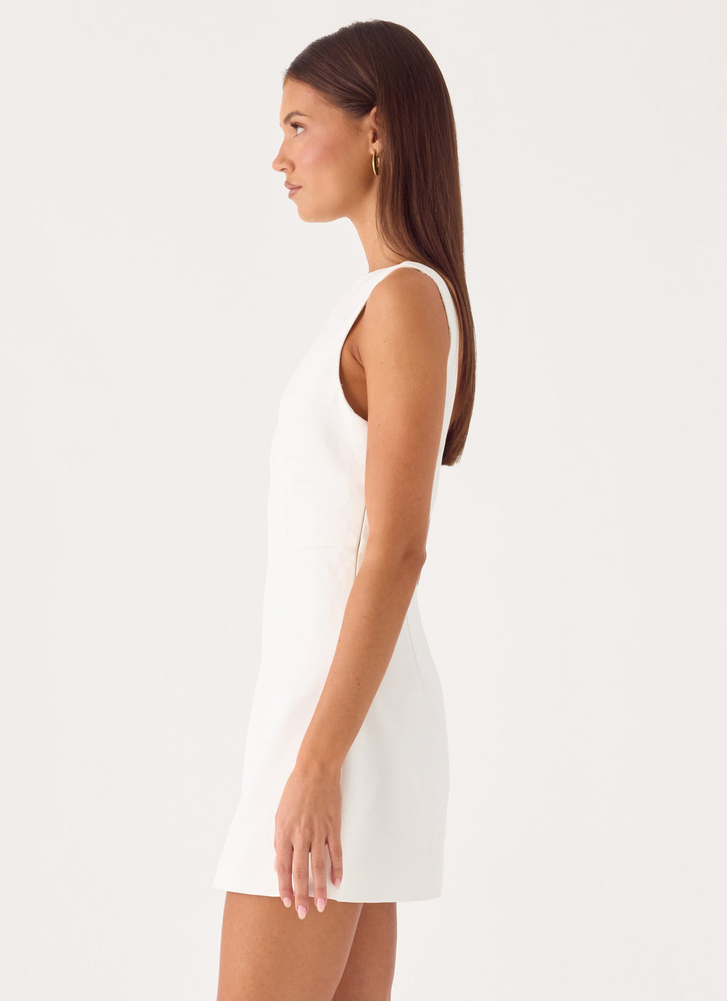 Lalita Collection | White Mini Dress with Deep V-Back Design | Tailored Fit for Modern Elegance