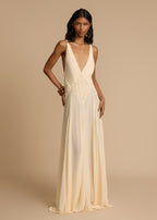 Lavinia Collection | Elegant Cream Dress with Lace Accents | Adjustable Straps for Effortless Style
