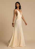 Lavinia Collection | Elegant Cream Dress with Lace Accents | Adjustable Straps for Effortless Style