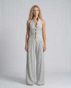 White Jumpsuit for Women with Halter Neckline