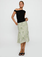 Women's Lewish Low Rise Midi Skirt Green Floral | Floral low-rise midi skirt 1
