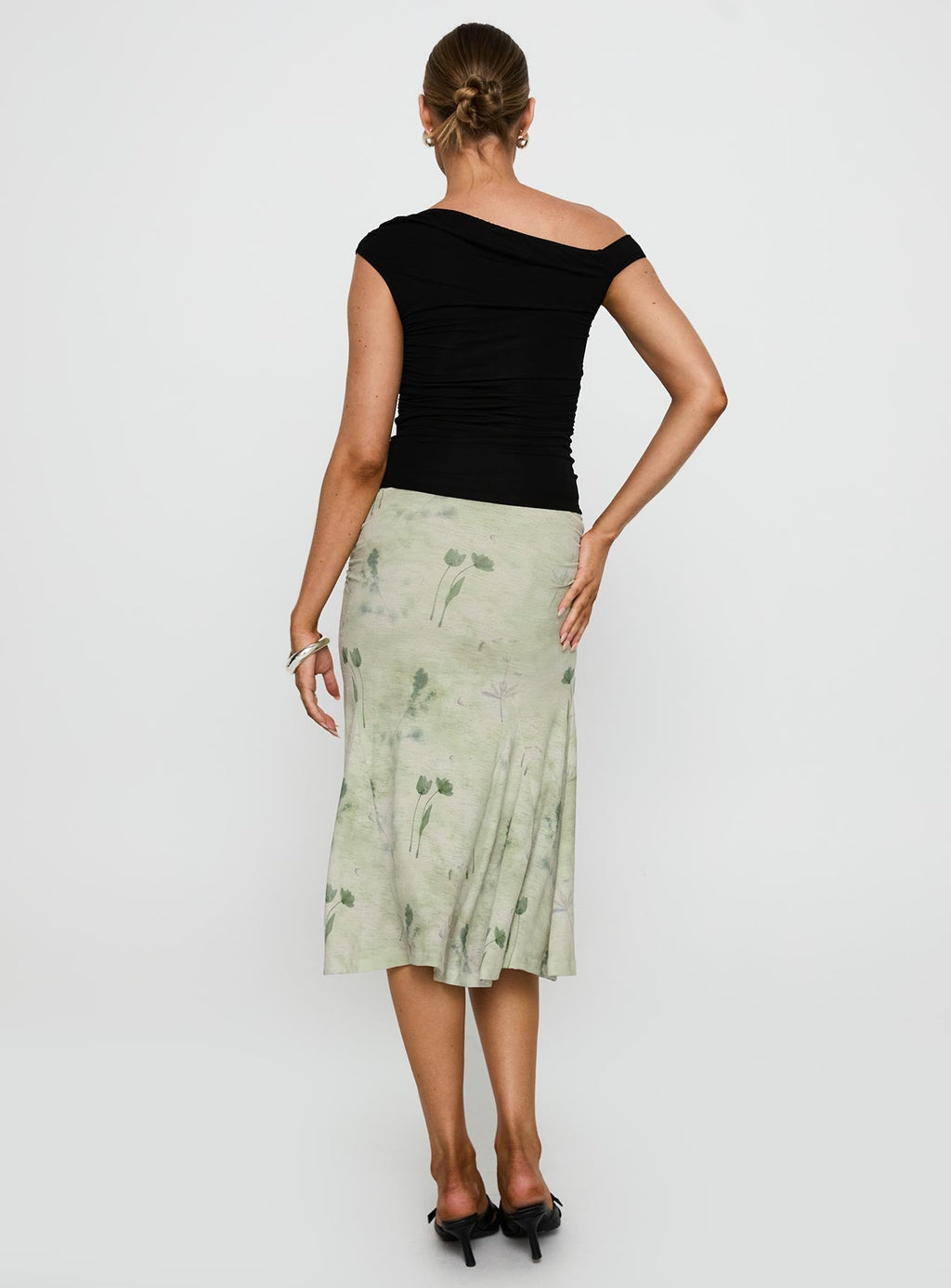 Women's Lewish Low Rise Midi Skirt Green Floral | Floral low-rise midi skirt 4