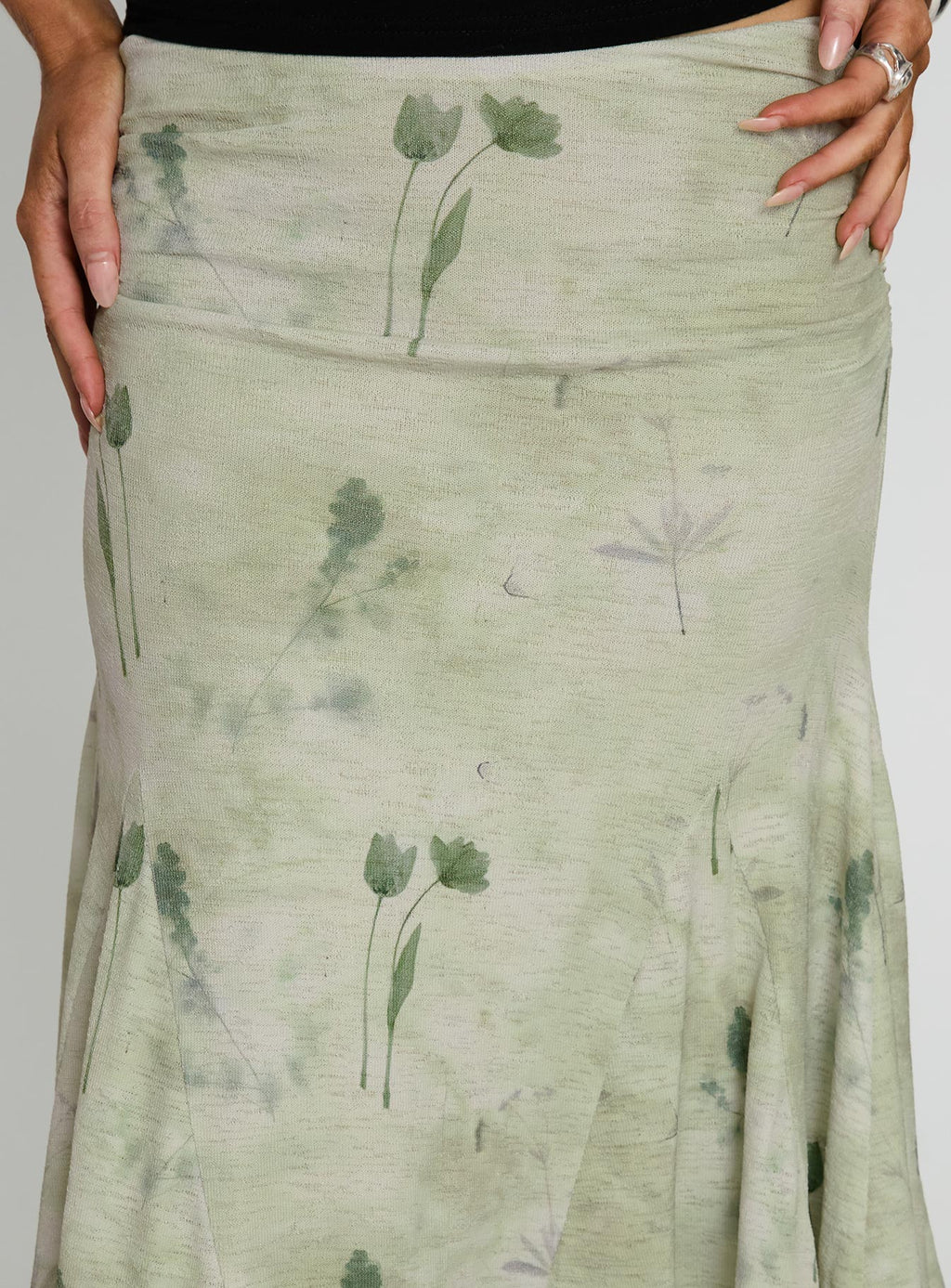 Women's Lewish Low Rise Midi Skirt Green Floral | Floral low-rise midi skirt 6