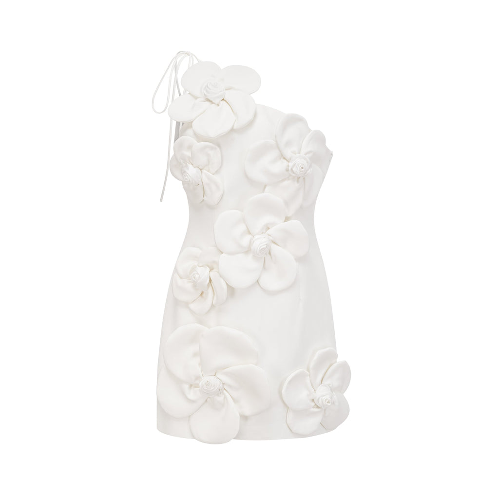 Women's White Cocktail Dress with Asymmetrical Design – Elegant...