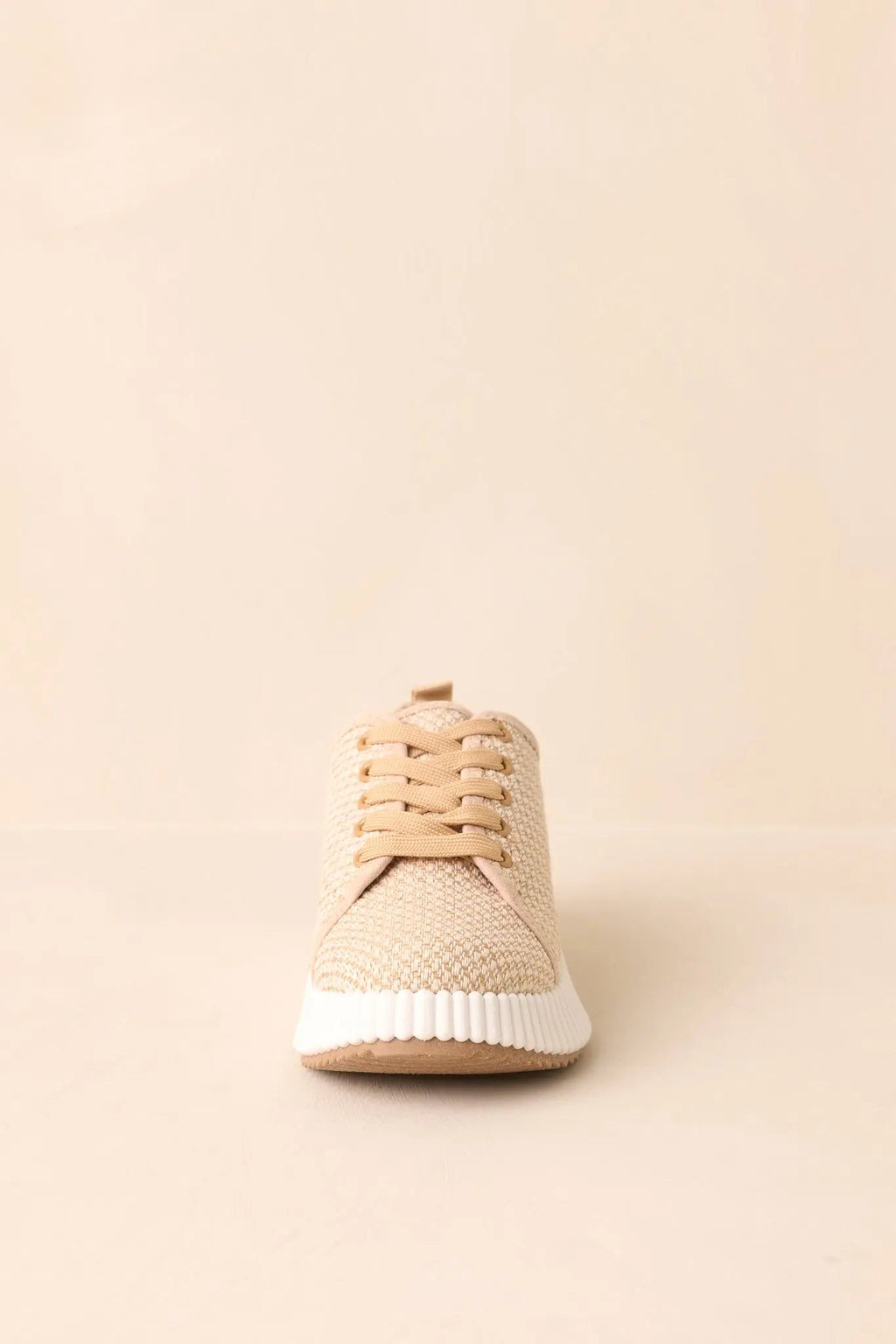 Women's Life In The Fast Lane Tan Woven Platform Sneakers | Sole measures 2" 7